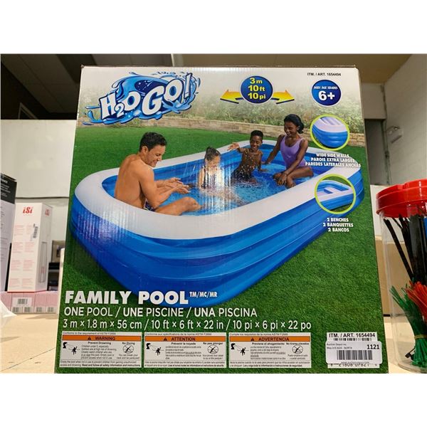 Bestway H2O GO Deluxe Blue Rectangular Family Pool 10' X 6' x 22" New in Box