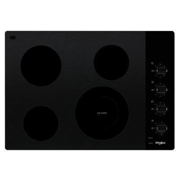 Whirlpool WCE55US0HB Cooktop, 30 inch Exterior Width, Electric, 4 Burners, Black colour
