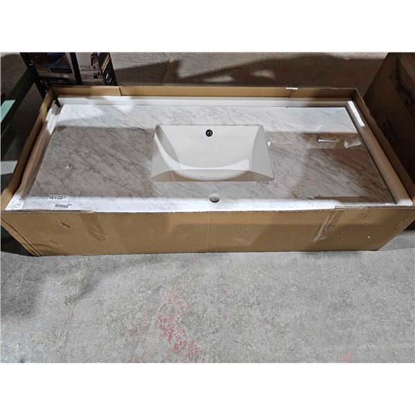 White & Gray Marble Single Sink Vanity Counter Top 48x22"