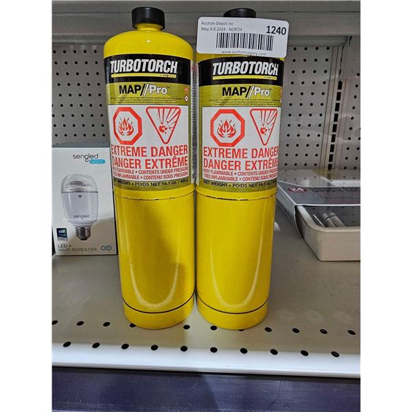 Lot of 2 Turbo Torch MAP Pro 14.1Oz Torch Canisters