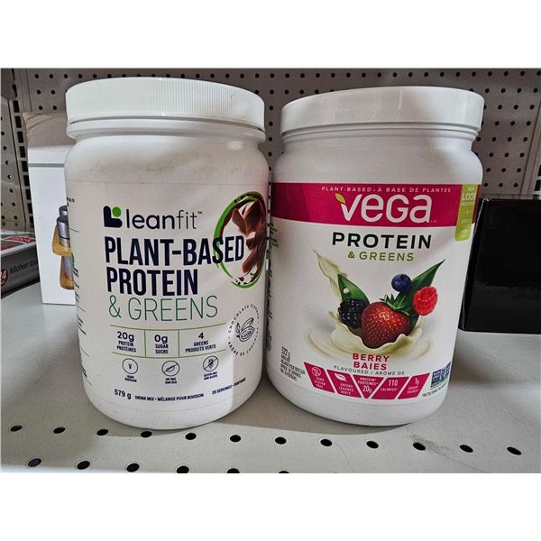 Leanfit Plant Based protein & Greens - 579g & Vega Protein & Greens - Berry  - 522g
