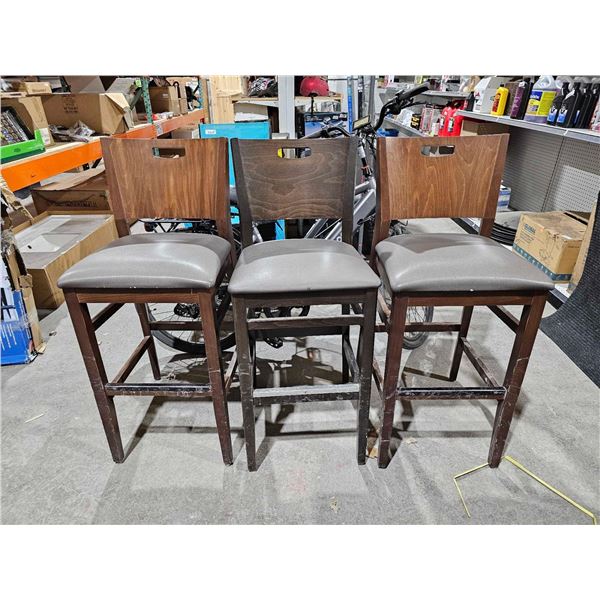 Lot of 3 Bar Height Wooden Stools