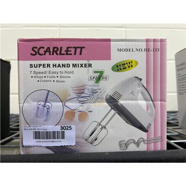 Scarlett super hand mixer with 7 different speed settings