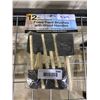 Image 1 : Foam paint brushes with wood handles, pack of 12 in assorted sizes