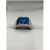 Image 1 : Bestyle Silver Mens Ring Blue topaz Emerald Cut solitaire NEW in gift box