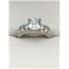 Image 1 : Vera Wang Style Cushion Cut Solitaire Multi Stone Band Engagement Ring