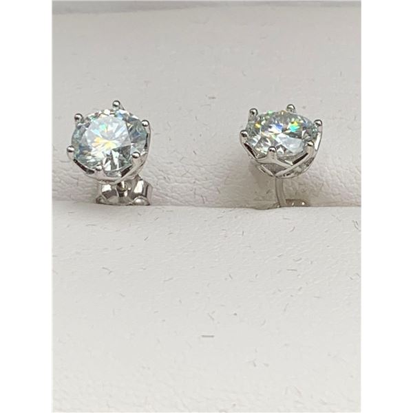 Set of 2.0 carat Moissanite Solitaire Stud earrings with appraisal $1425.00