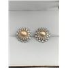Image 1 : Natural Creamy Perls 2.45 Carat Solitaire Cluster Earring Set with appraisal $615.00