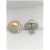 Image 2 : Natural Creamy Perls 2.45 Carat Solitaire Cluster Earring Set with appraisal $615.00
