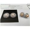 Image 5 : Natural Creamy Perls 2.45 Carat Solitaire Cluster Earring Set with appraisal $615.00