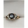 Image 1 : Black Sapphire ladies 14K GP with side stones anniversary ring