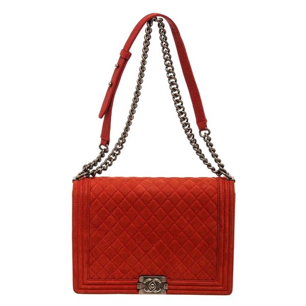 Chanel Red Soft Matte Caviar Leather Boy Large Flap Bag