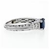 Image 5 : 14K White Gold 1.60 ctw Round Sapphire Solitaire Diamond Milgrain Engagement Rin