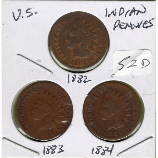 (3) 1890, 1891, 1892 Indian Head Cents
