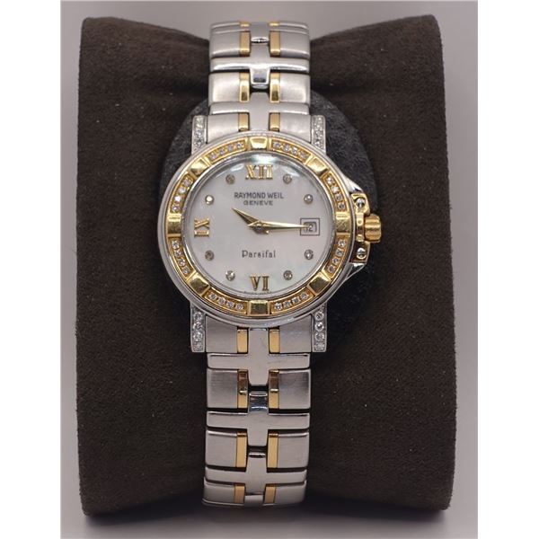 Raymond Weil Parsifal Ladies watch. Swiss quartz - 18k gold and diamond bezel, with custom diamond l