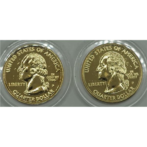 (2) Gold Plated Holo State Quarters