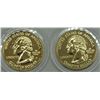 Image 1 : (2) Gold Plated Holo State Quarters
