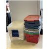 Image 1 : 12 SMALL TOTES AND BINS WITH LIDS