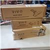 Image 1 : VIVO TRIPLE MONITOR DESK MOUNT WITH UNDER DESK KEYBOARD TRAY AND DESK ACCESORY WORKSPACE KIT