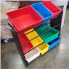Image 1 : SHOE RACK AND STACK OF BINS