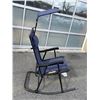 Image 3 : BRAND NEW NAVY FOLDABLE ROCKING CHAIR WITH CANOPY, WITH NECK PILLOW AND FOLD AWAY SUN SHADE, RETAIL 