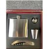 Image 3 : 2 BRAND NEW FLASK SETS - STAINLESS STEEL FLASK, SHOT GLASS, FUNNEL, AND CORKSCREW