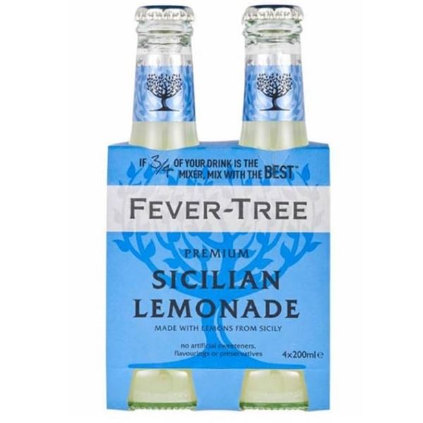 3 CASES FEVER-TREE SPARKLING SICILIAN LEMONADE - 4  200ML BOTTLES PER PACK,  6 PACKS PER CASE - 18PA