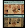 Image 1 : Dominican Republic, 1853, Two Banknotes, PMG graded Fine 12 with comments,