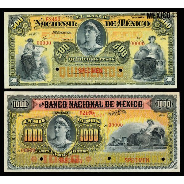 Mexico, Banco Nacional de Mexico, Assortment of Specimen Banknotes, ND (1885 to 1913) (Pick-S255s2),