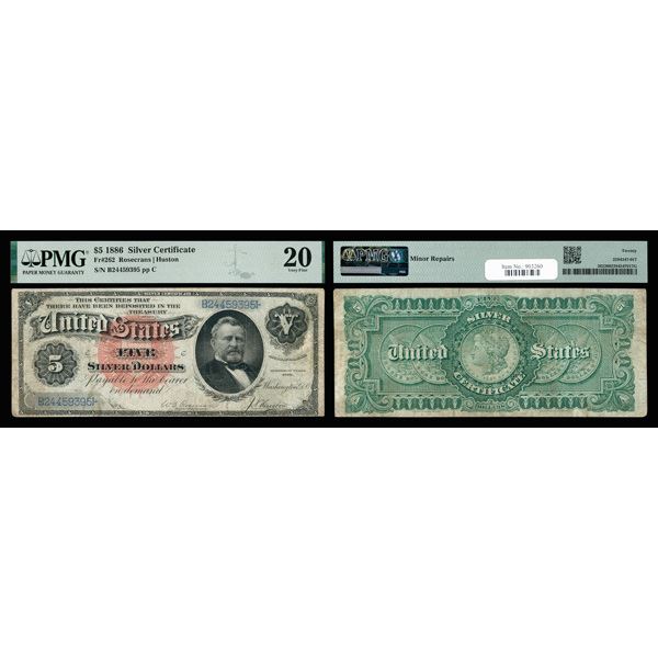 1886, $5 Silver Certificate, PMG Very Fine 20 (Fr-262),