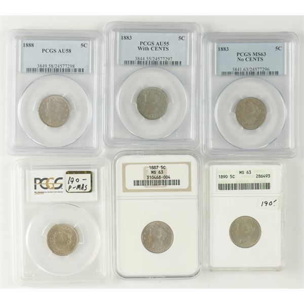 Liberty Nickel Graded Collection, including Uncirculated and Proof Coins, 1883-1912.,