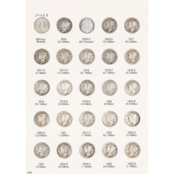 Mercury and Roosevelt Dime Collection, 1916-2021.,