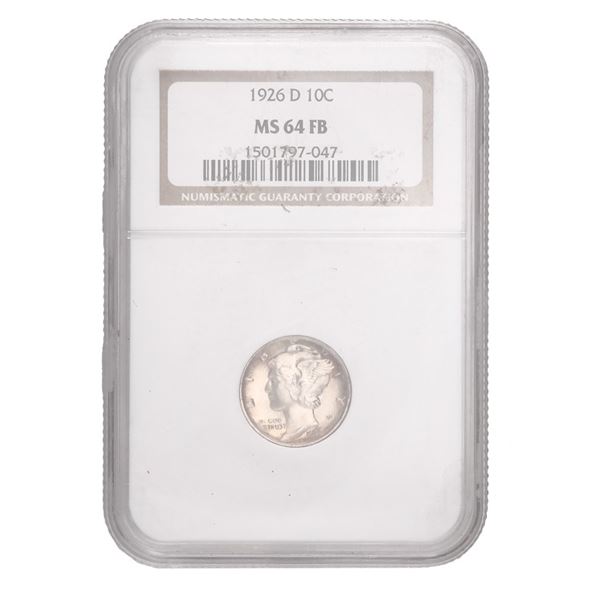 1926-D Mercury Dime, NGC Graded MS 64FB,