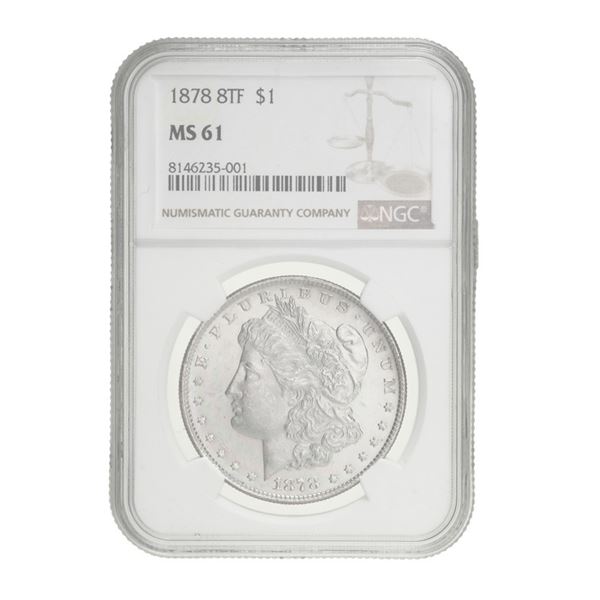 1878 Morgan Dollar. 8 Tail Feathers NGC MS61,