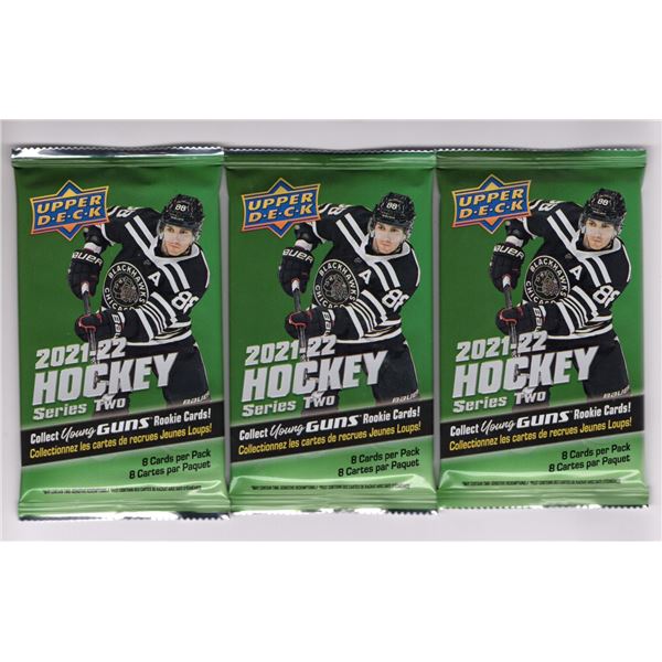 2021 - 2022 Upper Deck Series 2 Hockey Retail Packs. Each pack contains 8 cards. Upper Young Guns & 