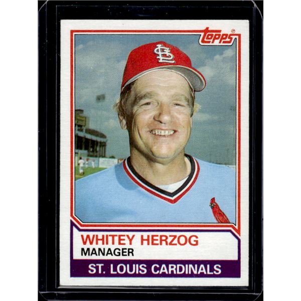 Whitey Herzog Manager Card St. Louis Cardinals 1983 Topps #186