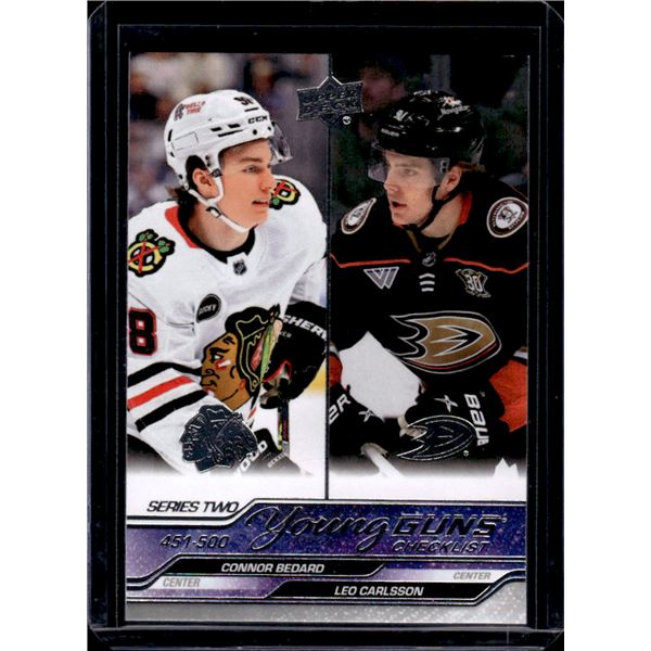 Connor Bedard/Leo Carlsson Young Guns Rookie Card Checklist #500
