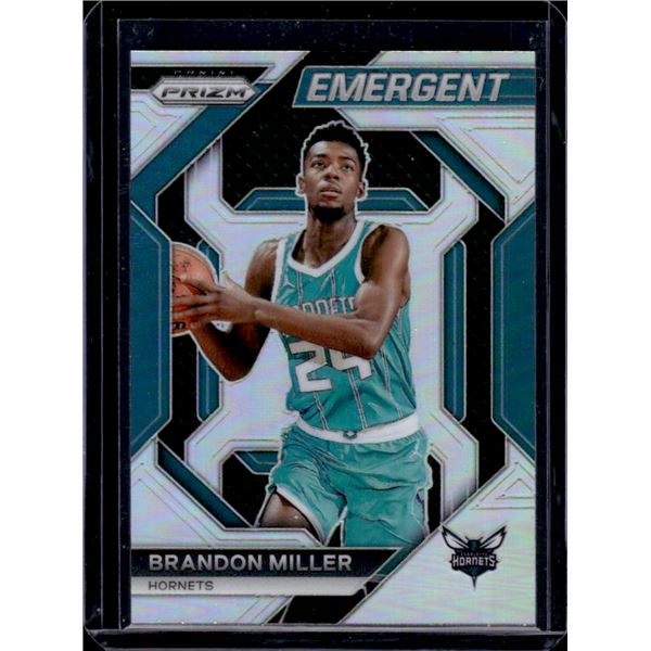 Brandon Miller Silver Prizm Emergent Rookie Card 2023-24 Panini Prizm #17