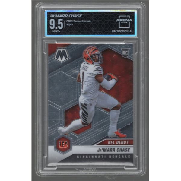 Ja'Marr Chase Rookie Card 2021 Panini Mosaic #247 Graded Arena Club 9.5