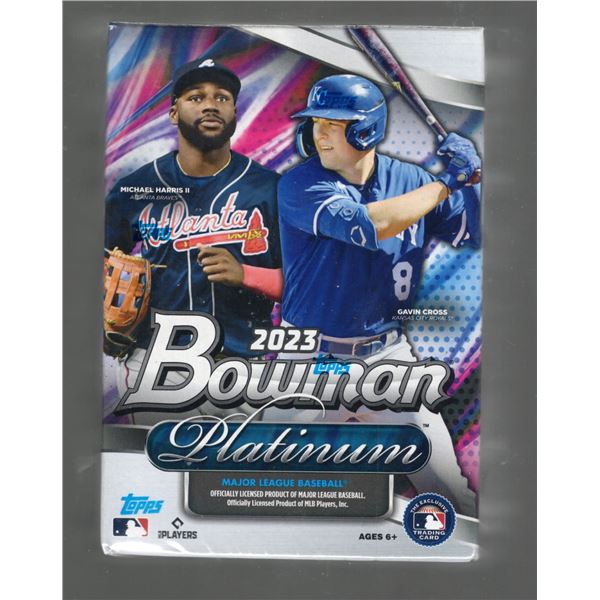 2023 Bowman Platinum Baseball Blaster Box. 4 Exclusive Ice Foil Parallel Cars per box. 4 Cards per p