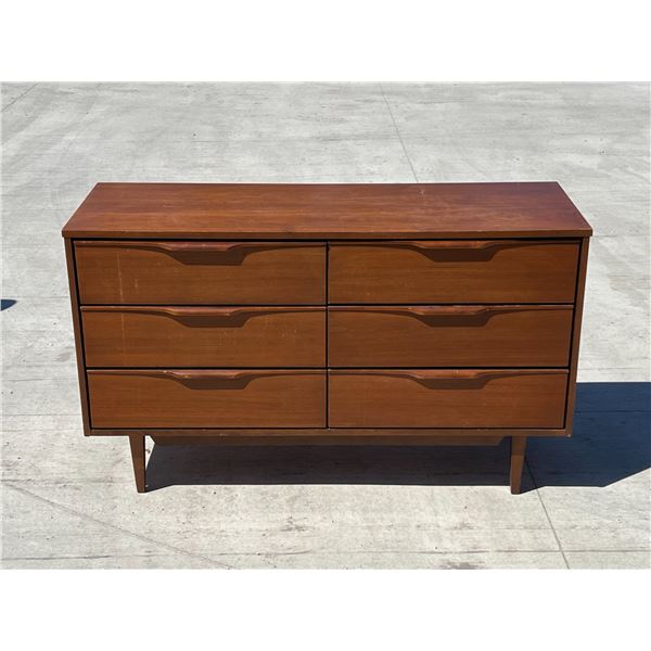 Mid Century 6 Drawer Lowboy Dresser - Approx: 52x18" & 31.5"T see all photos