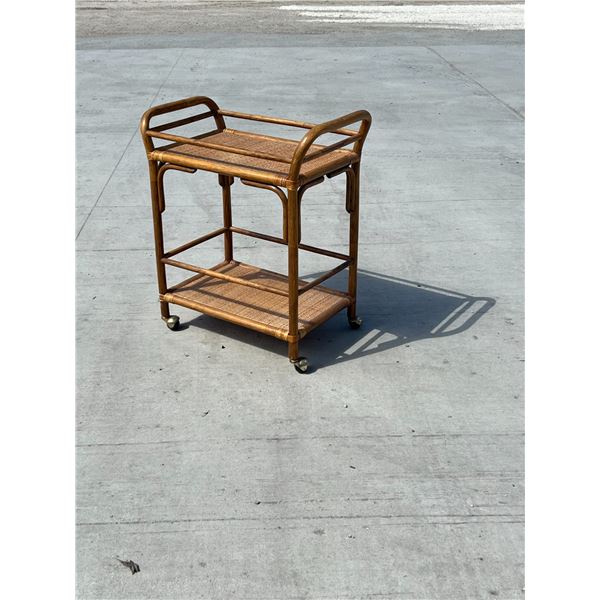 Vintage Rattan / Wicker Trolley Bar Tea Cart - Approx: 28x16" & 33"T