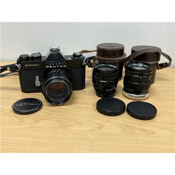 Vintage Asahi Pentax SP II Spotmatic Film Camera w/ Takuma & Tokina Lenses as pictured