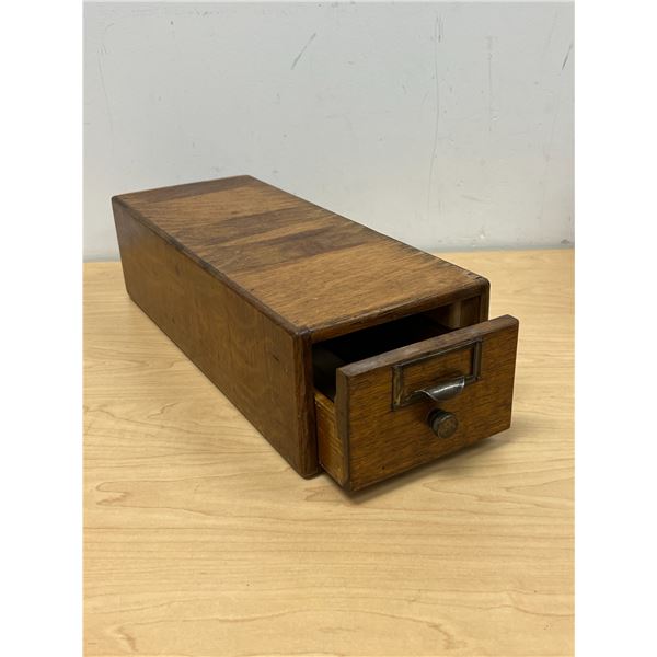 Vintage Wood Index File Card Box / Holder - Approx: 5x7 & 17.25"L