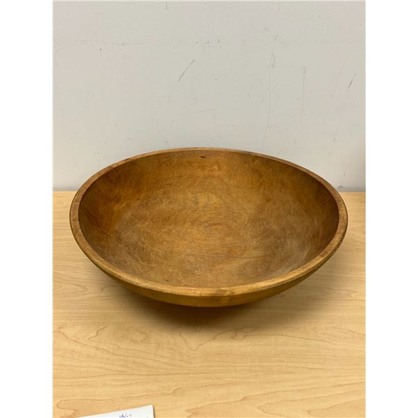 Vintage Large Farmhouse Wooden Wood Dough Bowl - Approx: 16.75"W 5"T