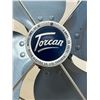 Image 3 : Vintage Blue Torcan Industrial Metal Desk Fan - Single Speed, working - Approx: 14.5"T 11"W