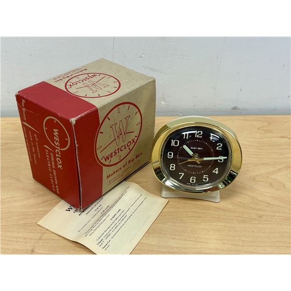 Vintage Westclox Baby Ben Wind Up Alarm Clock w/ box as pictured 3.75"