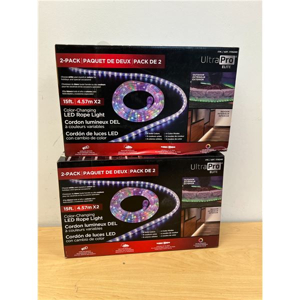 2 boxes Color-Changing LED Rope Lights - new in box - 60 feet all together - see all photos