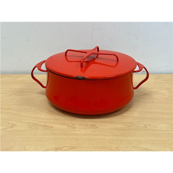 Mid Century Dansk Designs (France) Metal Enamel Dutch Oven - shows use/wear 8.5" W