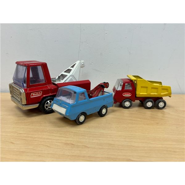 1 Buddy L & 2 Tonka Pressed Steel Trucks as pictured - smaller - longest approx: 6.5"